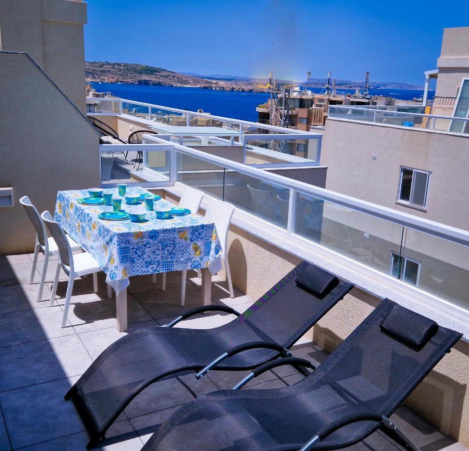 Sea View New Penthouse Terrace & Garage Parking Daire St. Paul's Bay Dış mekan fotoğraf
