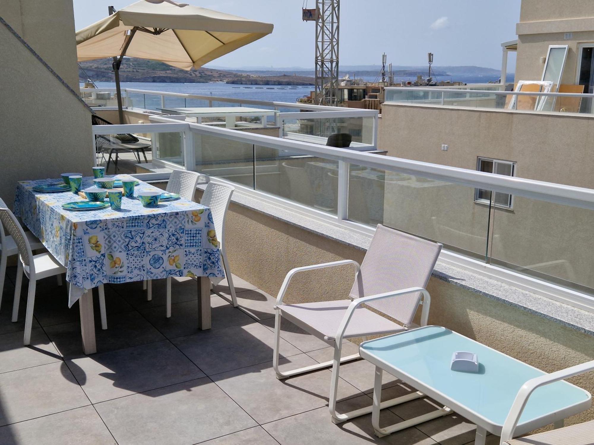 Sea View New Penthouse Terrace & Garage Parking Daire St. Paul's Bay Dış mekan fotoğraf